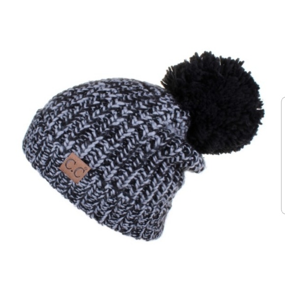 CC Boutique Accessories - CC Beanie Black/White with Pompom